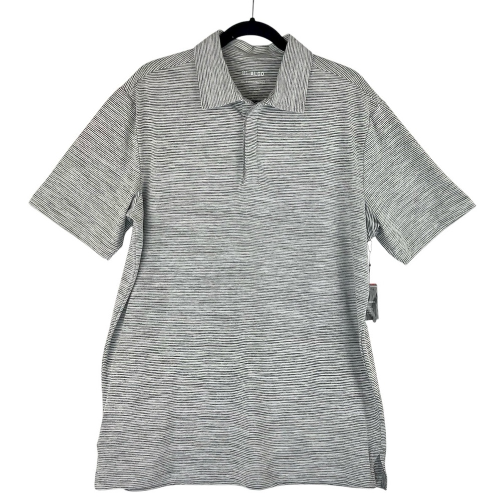 NWT 01.Algo Polo Shirt Mens L Gray White Golf Casual Performance